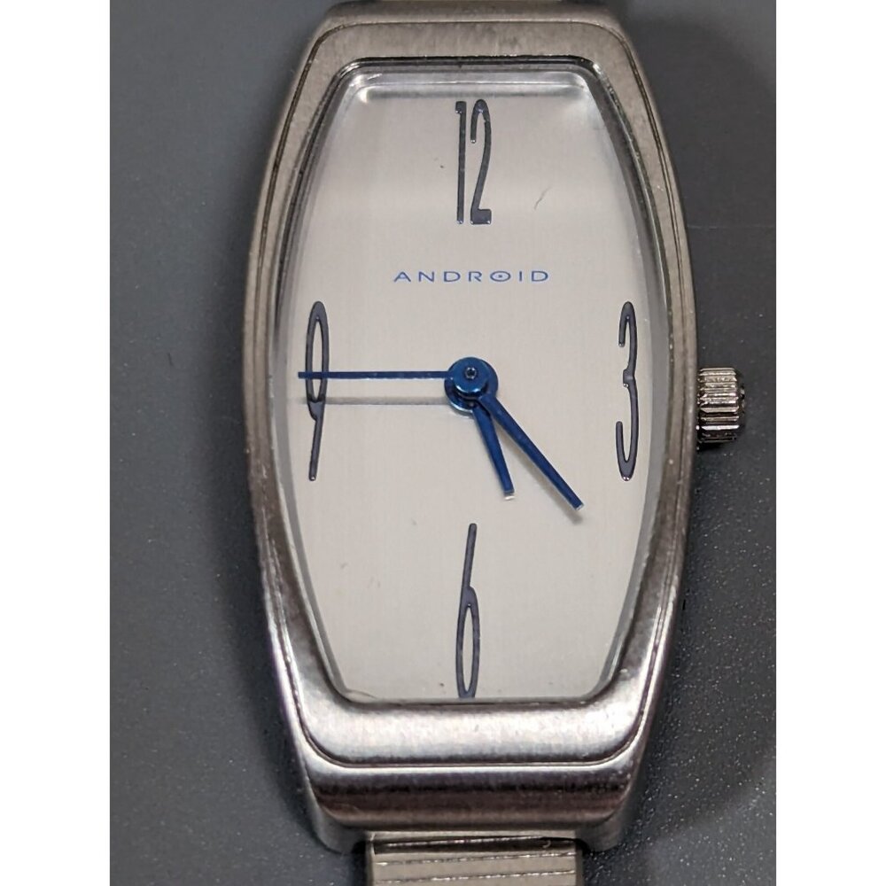 Android AD138 Silver Tone Dial Rectangle Case Mesh Stainless Steel‎ Band Watch